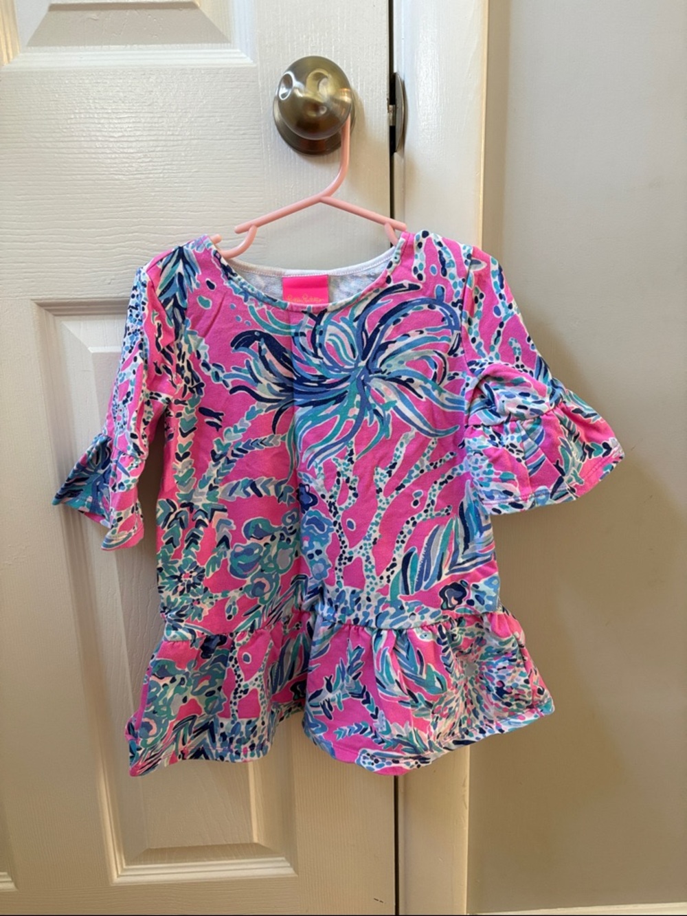 Toddler Lilly Pulitzer Print sundress with bell sleeves